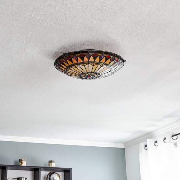 Elstead Plafoniera Tiffany West End, dimmerabile, Multicolore, Soggiorno / Sala da pranzo, Metallo, Tiffany, Plafoniera