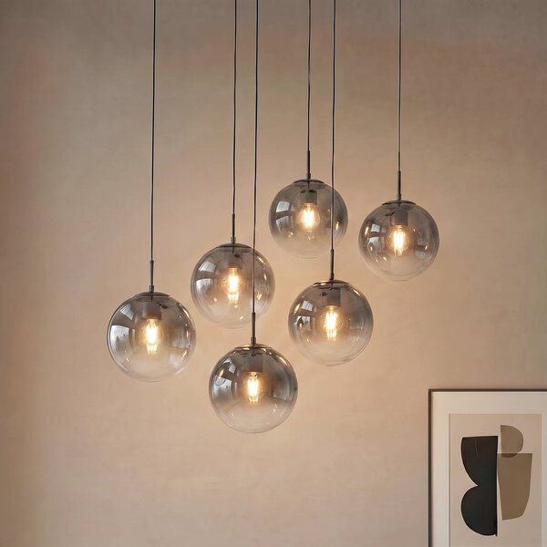Lampada a sospensione in vetro Veloura Lucande, dimmerabile, Chiaro / Trasparente, Soggiorno / Sala da pranzo, Vetro, Design, Lampada a sospensione