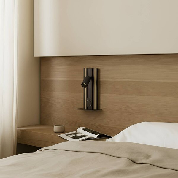 Applique da parete a LED Tiron Lucande, dimmerabile, Legno scuro, Soggiorno / Sala da pranzo, Legno, Moderno, Applique a LED