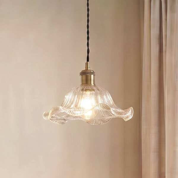Lampada a sospensione in vetro Ludowika Lindby, dimmerabile, Chiaro / Trasparente, Soggiorno / Sala da pranzo, Vetro, Antico, Lampada a sospensione