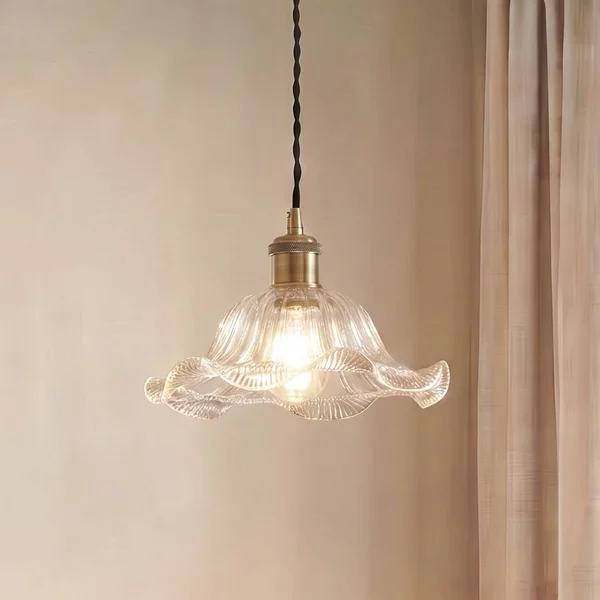Lampada a sospensione in vetro Ludowika Lindby, dimmerabile, Chiaro / Trasparente, Soggiorno / Sala da pranzo, Vetro, Antico, Lampada a sospensione