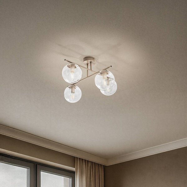 Plafoniera soffitto Zoe Domiluce, dimmerabile, Crema / Ambra, Soggiorno / Sala da pranzo, Metallo, Plafoniera