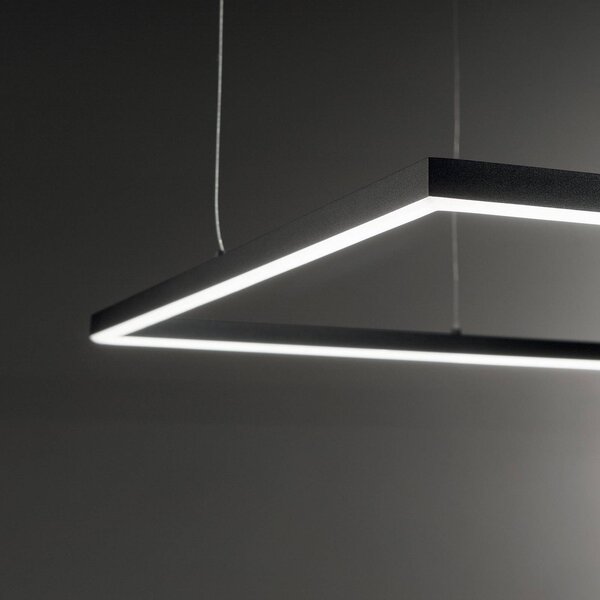 IDEAL LUX Ideal Lux Lampada a sospensione LED Oracle Slim 50 x cm nero 3.000 K Square, Nero, Soggiorno / Sala da pranzo, Alluminio, Moderno