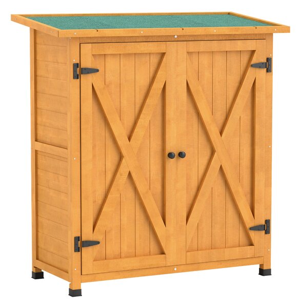 Outsunny Armadietto da Giardino con 2 Porte, Capanno degli Attrezzi in Legno, Resistente alle Intemperie, 110x55x117 cm, Giallo | Aosom Italy