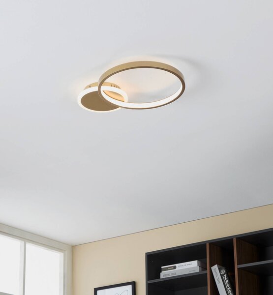 EGLO Plafoniera a LED Gafares, dimmerabile, Ottone / Oro, Soggiorno / Sala da pranzo, Alluminio, Moderno, Plafoniera LED