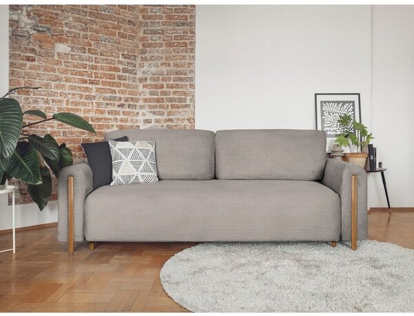 Divano marrone chiaro allungabile/con contenitore e rivestimento in velluto a coste 244 cm Arcadova – ELTAP