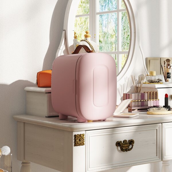 HOMCOM Mini Frigorifero per Cosmetici, Capacità di 4 L, 20,3x26,3x28 cm, Rosa | Aosom Italy