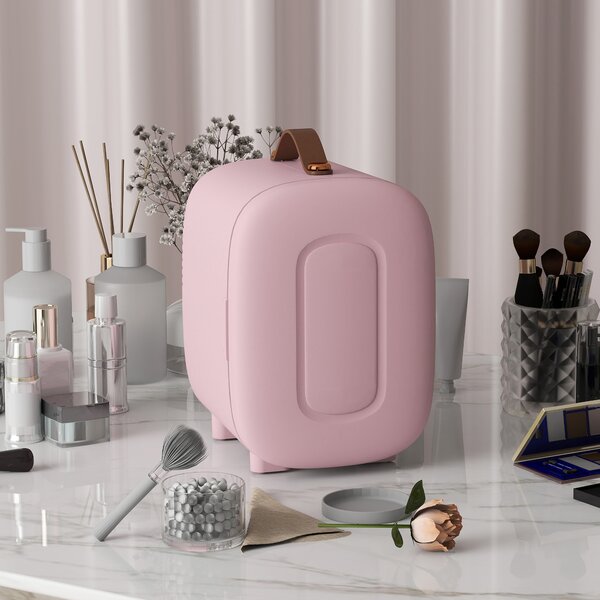 HOMCOM Mini Frigorifero per Cosmetici, Capacità di 4 L, 20,3x26,3x28 cm, Rosa | Aosom Italy