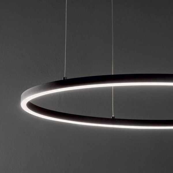 IDEAL LUX Ideal Lux Lampada LED a sospensione Oracle Slim Ø 50 cm nero 3.000 K, Nero, Soggiorno / Sala da pranzo, Alluminio, Moderno