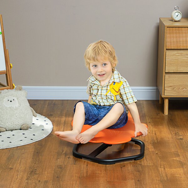 AIYAPLAY Sedia Girevole Sensoriale per bambini in Plastica, 55x55x26 cm, Arancione | Aosom Italy