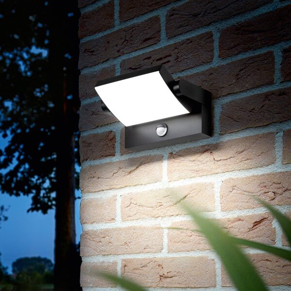 IDEAL LUX Applique da esterni LED Ideal Lux Swipe Sensor, antracite, IP54 Sensor, Nero, Metallo, Moderno
