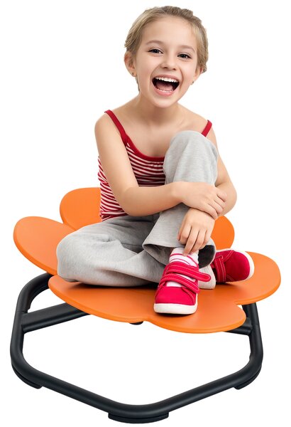 AIYAPLAY Sedia Girevole Sensoriale per bambini in Plastica, 55x55x26 cm, Arancione | Aosom Italy