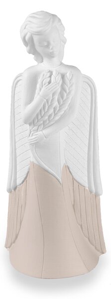 Angelo in resina Angelo spiga bianco e tortora h 13.5 cm in scatola regalo, ideale per uso bomboniera
