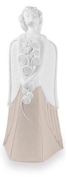 Angelo in resina Angelo albero della vita bianco e Tortora h 13.5 cm in scatola regalo, ideale per uso bomboniera