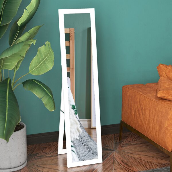 HOMCOM Specchio con Cornice in MDF con Piedini e Ganci per Utilizzo a Muro o a Parete, 37x40x155 cm|Aosom