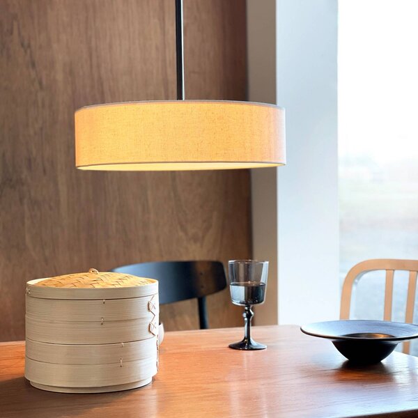 Dyberg Larsen Lampada a sospensione Calix, dimmerabile, Bianco / Opale, Soggiorno / Sala da pranzo, Tessuto / Stoffa / Seta, Design, Lampada a sospensione