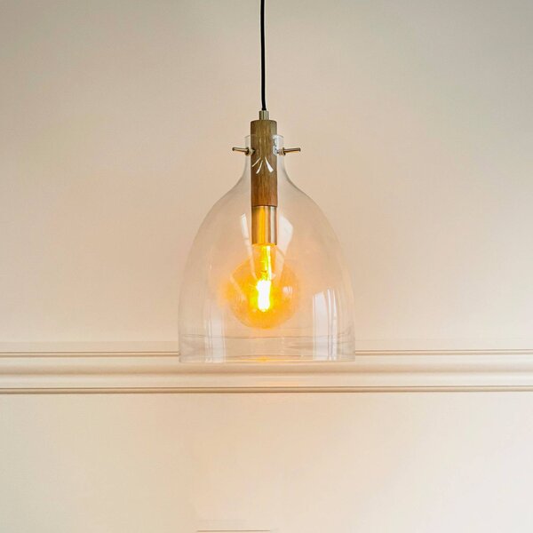Dyberg Larsen Lampada a sospensione Bistro, dimmerabile, Chiaro / Trasparente, Soggiorno / Sala da pranzo, Vetro, Design, Lampada a sospensione