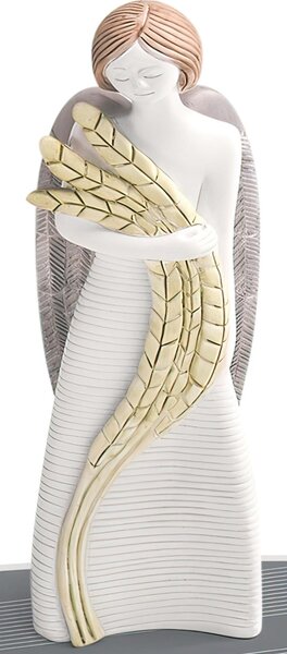 Angelo in resina Pastellata con decoro Spiga della vita h 18 cm in scatola regalo, ideale per uso bomboniera