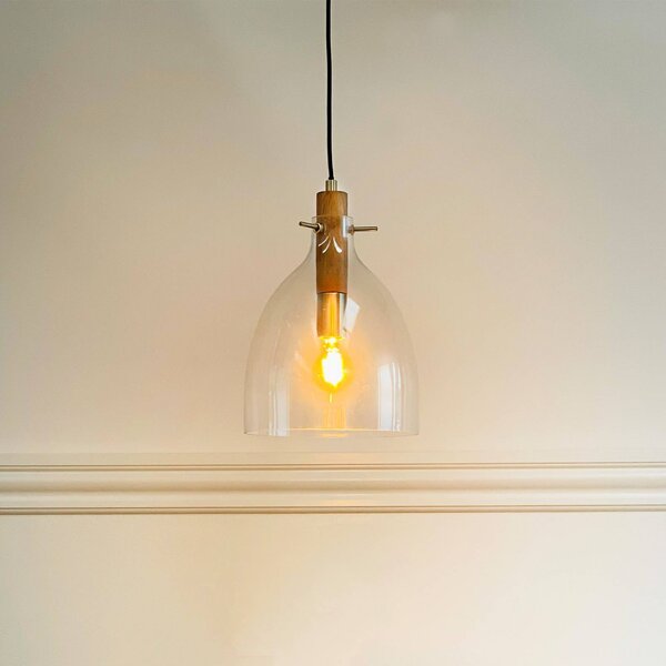 Dyberg Larsen Lampada a sospensione Bistro, dimmerabile, Chiaro / Trasparente, Soggiorno / Sala da pranzo, Vetro, Design, Lampada a sospensione