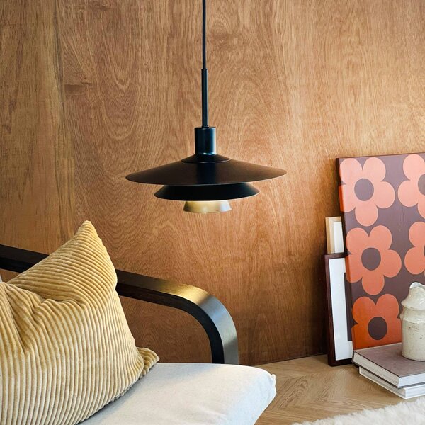 Dyberg Larsen Lampada a sospensione Kay, dimmerabile, Nero, Soggiorno / Sala da pranzo, Metallo, Design, Lampada a sospensione