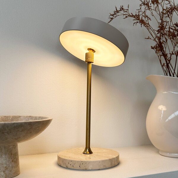 Dyberg Larsen Lampada da tavolo di design Moonlight, dimmerabile, Crema / Ambra, Soggiorno / Sala da pranzo, Pietra, Design, Lampada da tavolo