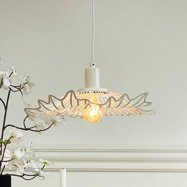 Dyberg Larsen Lampada a sospensione Flora, dimmerabile, Bianco / Opale, Soggiorno / Sala da pranzo, Metallo, Design, Lampada a sospensione