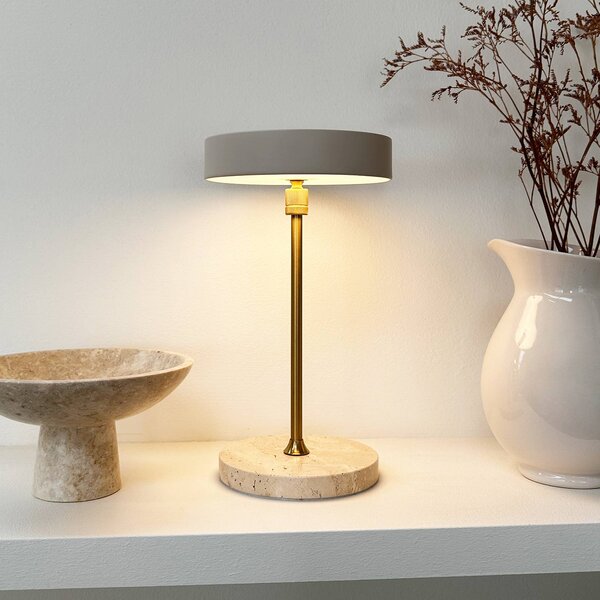 Dyberg Larsen Lampada da tavolo di design Moonlight, dimmerabile, Crema / Ambra, Soggiorno / Sala da pranzo, Pietra, Design, Lampada da tavolo
