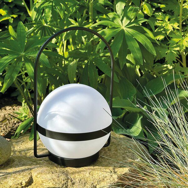 Dyberg Larsen Lampada LED solare Summer, bianca/nera, altezza 26 cm dimmerabile, Nero, Metallo, Design, Lampade solari