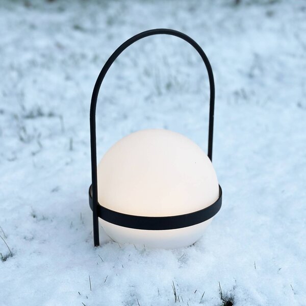 Dyberg Larsen Lampada LED solare Summer, bianca/nera, altezza 26 cm dimmerabile, Nero, Metallo, Design, Lampade solari