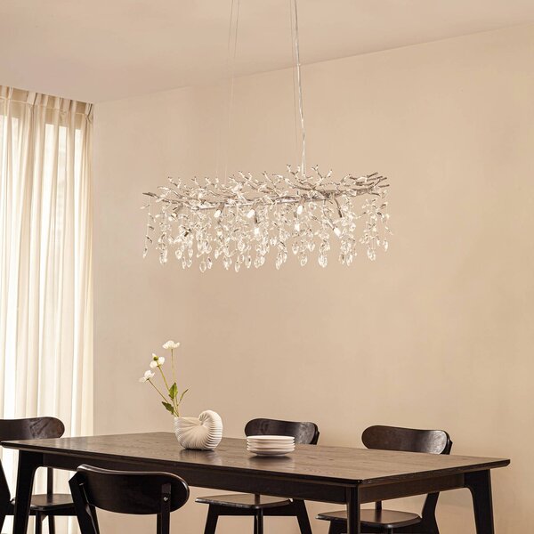 Lampada a sospensione in cristallo Bellora Lucande, dimmerabile, Cromo / Argento, Soggiorno / Sala da pranzo, Cristallo, Moderno, Lampada a sospensione