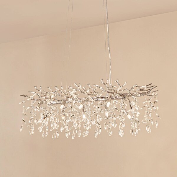 Lampada a sospensione in cristallo Bellora Lucande, dimmerabile, Cromo / Argento, Soggiorno / Sala da pranzo, Cristallo, Moderno, Lampada a sospensione