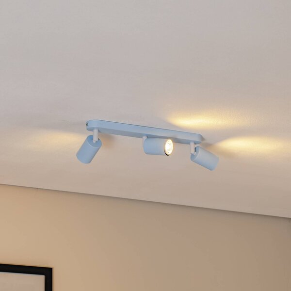 Faretto da soffitto Livia, azzurro, 52 cm, a 3 luci, metallo, GU10 Livia TK Lighting, dimmerabile, Blu, Cameretta, Metallo, Faretto alogeno