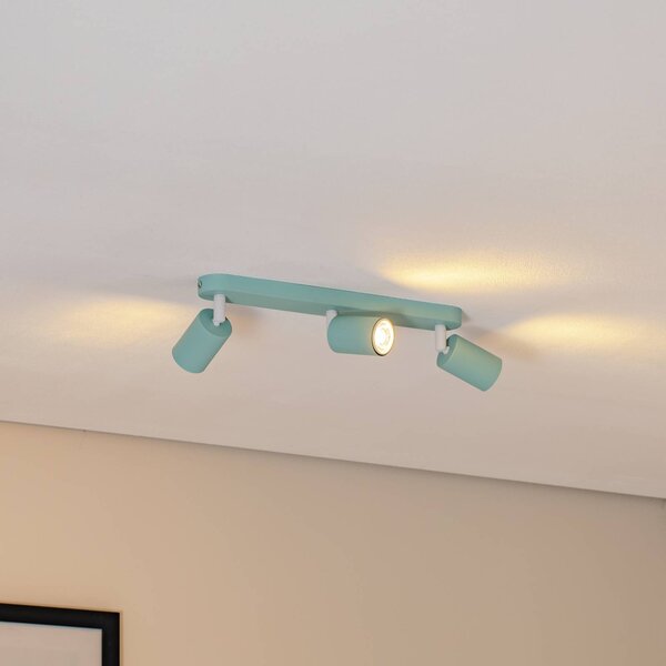 Faretto da soffitto Livia, verde menta, 52 cm, a 3 luci, metallo, GU10 Livia TK Lighting, dimmerabile, Verde, Cameretta, Metallo, Faretto alogeno
