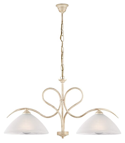 Lampadario Rustico Miranda 2 Luci Avorio e Bianco LuceArt Classic