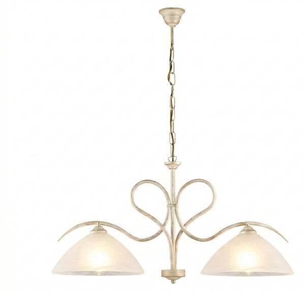 Lampadario Rustico Miranda 2 Luci Avorio e Bianco LuceArt Classic