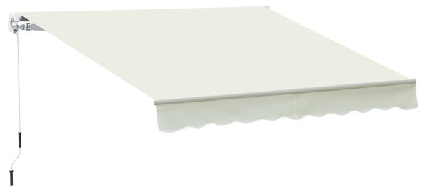 Outsunny Tenda da Sole Avvolgibile a Caduta Manuale per Porte e Finestre, in Alluminio e Poliestere Anti-UV, 295x245cm, Bianco