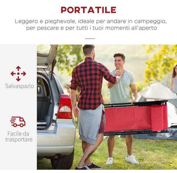 Outsunny Set 2 Sedie Poltrona Sdraio da Esterni, Pieghevoli e Reclinabili, in Alluminio, Rosso, 96.5 x 58 x 91.5cm|Aosom