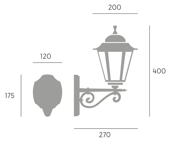 Applique Per Esterno 1 Luce In Alto In Alluminio Nero E27 Esagonale