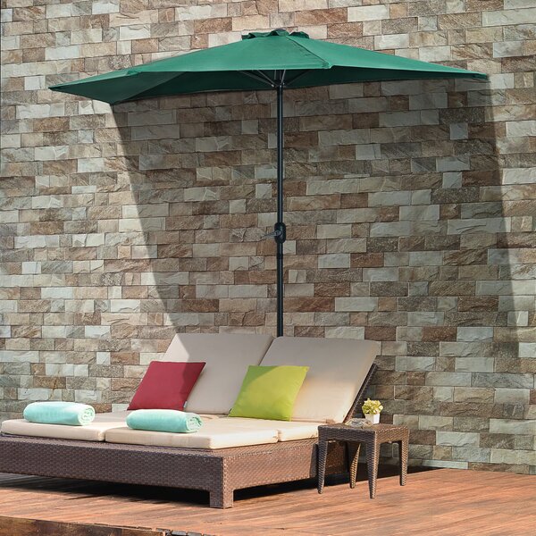 Outsunny Ombrellone da Parete per Esterni in Poliestere Impermeabile Anti UV 269x138x236cm Verde|Aosom