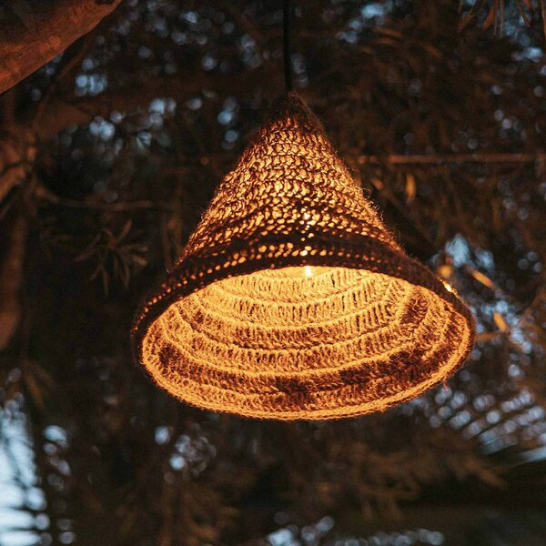 Newgarden Lampada a sospensione Maro, naturale, alghe marine, Ø 30 cm, IP44 dimmerabile, Legno chiaro, Legno, Scandinavo
