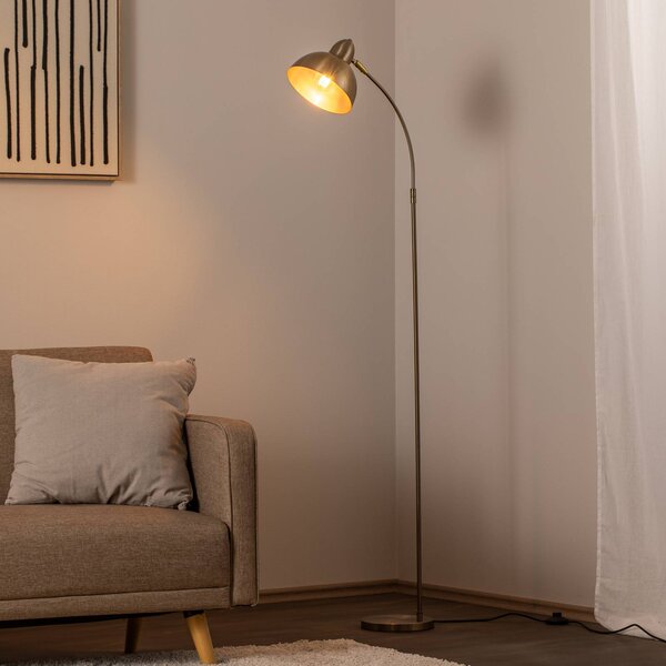 Lampada da terra Varzan Opviq, Ottone / Oro, Soggiorno / Sala da pranzo, Metallo, Lampada da terra
