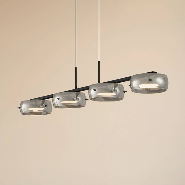 Lampada a sospensione in vetro Martis Lucande, dimmerabile, Nero, Soggiorno / Sala da pranzo, Vetro, Moderno, Lampada a sospensione