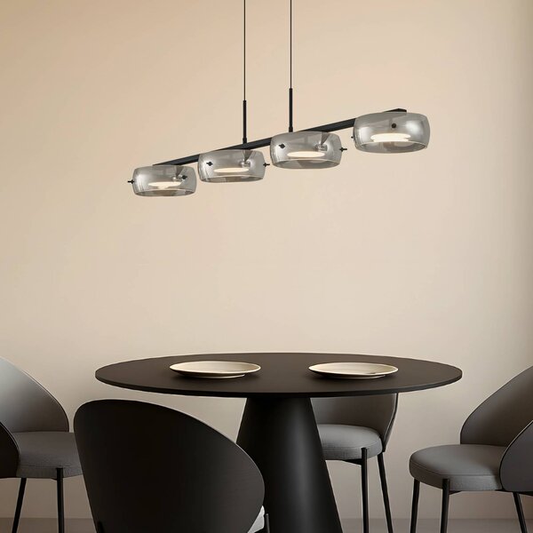 Lampada a sospensione in vetro Martis Lucande, dimmerabile, Nero, Soggiorno / Sala da pranzo, Vetro, Moderno, Lampada a sospensione