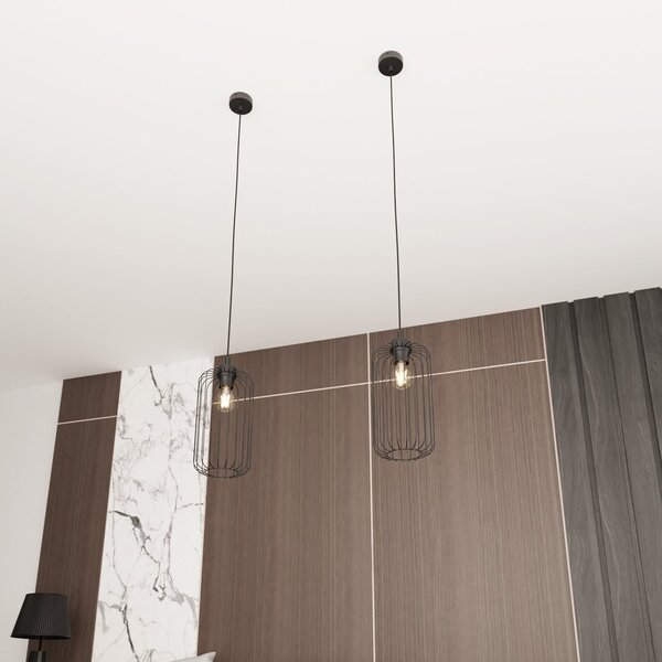 Sospensione Minimal Industrial Donar 1 Luce Nera