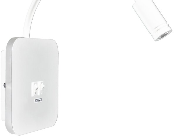 LED lampada da parete flessibile con USB BASE LED/8W + LED/2W/230V bianca