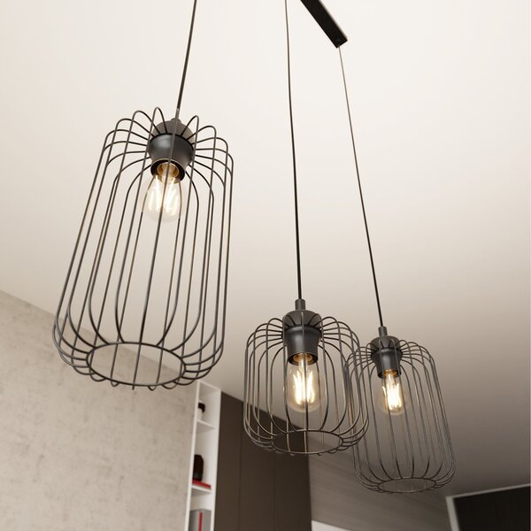 Sospensione Minimal Industrial Donar 3 Luci Lineari Nera