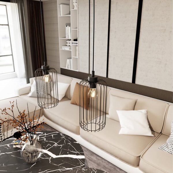 Sospensione Minimal Industrial Donar 1 Luce Nera