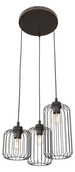 Sospensione Minimal Industrial Donar 3 Luci Tonda Nera