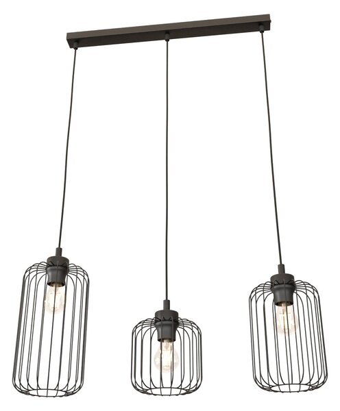 Sospensione Minimal Industrial Donar 3 Luci Lineari Nera