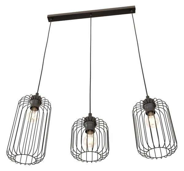 Sospensione Minimal Industrial Donar 3 Luci Lineari Nera